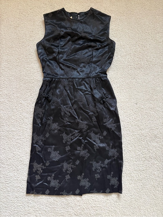 Mindy Ross Dresses & Skirts - Vintage Mindy Ross Black Silk Jacquard art wear wiggle Dress sz XS goth witchy